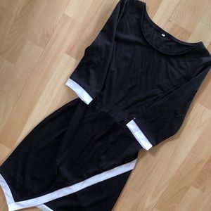Vintage 3/4 sleeves mid length bodycon dress 🖤🤍